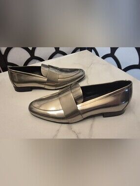 Agl Metallic Silver Penny Loafers